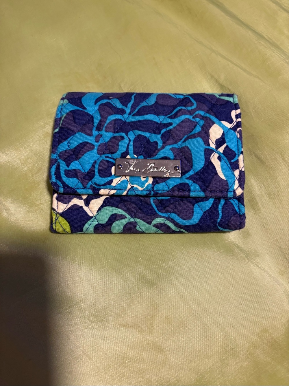 Vera Bradley Navy and Teal Floral Quilted Wallet